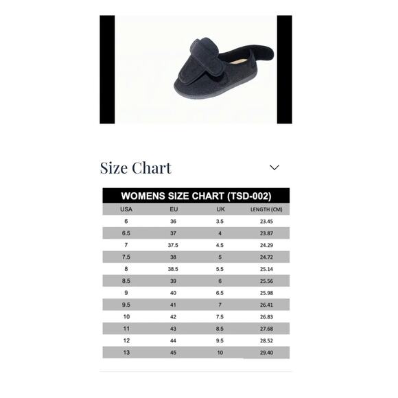 FOAMTREADS Physician L2 Comfort Slipper Womens 6M Black Wool Adjustable Diabetic - Picture 2 of 12